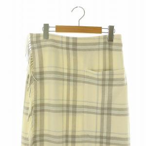 GALERIE VIE ウールカシミヤブランケット ラップミディスカート チェック F アイボリー グレー 水色 /MI OS