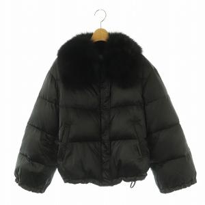 フォックスファー ダウンジャケット 36 ブラック