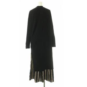 ADORE クリアストレッチレイヤードワンピース マルチストライプ ニット 38 黒 白 ベージュ /MI OS