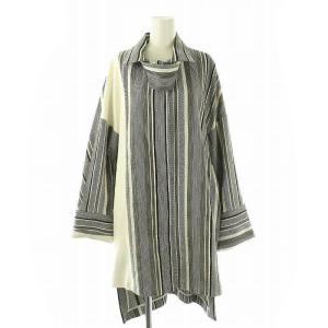 ADORE セットアップ ランダムストライプジャガード ジャケット フレアスカート ベルト付き 38 36 黒 白