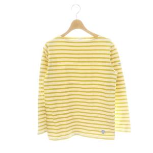 バスクシャツ ボーダー 長袖 カットソー Tシャツ 2 イエローグリーン アイボリー /ES OS