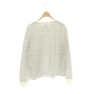 DANTON コットン ボーダー 長袖 カットソー Tシャツ XS ホワイト ブラック チャコール /ES OS