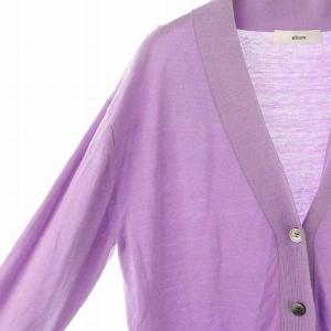 ebure 24SS ライトシルクコットンカーディガン Vネック 38 ラベンダー /DO OS