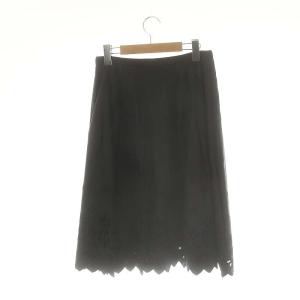 FOXEY BOUTIQUE エンブロイダリー フレアスカート ひざ丈 40 ブラック 22761 /DF OS SH