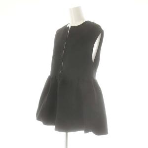 SHIPS 24SS フロント ジップ フリル デザイン ペプラム ジレ ニット ONE SIZE ブラック /HK