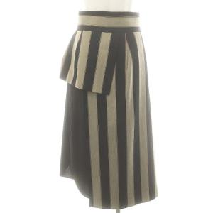 ADORE レジメンタルストライプ タイトスカート レイヤード 2点セット 36 ブラック グレージュ ボルドー /ES