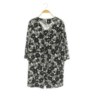 フラワー総柄ワンピース ミニ 七分袖 ボーダー 13+ ブラック /MY OS