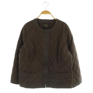 キルティングジップアップジャケット ノーカラー 13+ ブラウン /MY OS