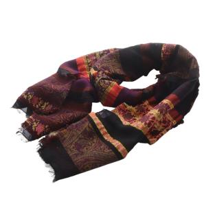 ウール ジャガード ストール マフラー 赤 レッド /SR6