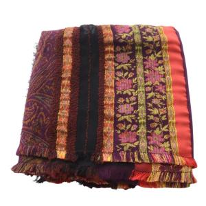 ETRO ウール ジャガード ストール マフラー 赤 レッド /SR6