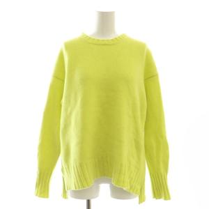 ラムカシミヤ クルーネックプルオーバー ニット セーター 長袖 S 黄 イエロー /AT OS