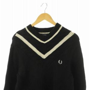 FRED PERRY 20AW K9534 Striped Tennis V-Neck Sweater Jumper ニット