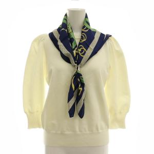 24SS スカーフ付5分袖ニット カットソー クルーネック 2 白 ホワイト /AT OS