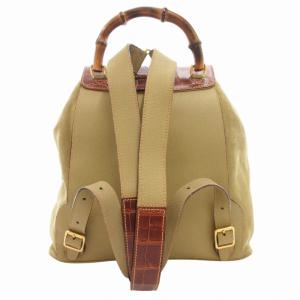 GUCCI バンブーリュックサック 型押しレザー スエード カーキ ブラウン 003-58-0016-458
