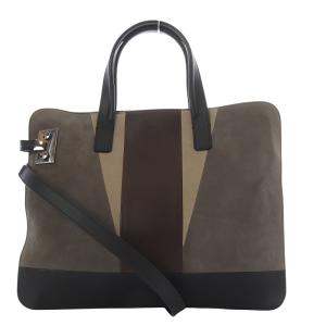 ZEUS ブリーフケース トートバッグ ショルダーバッグ 2way 斜め掛け スエード グレー /YO10