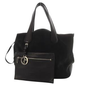 トートバッグ ハンドバッグ スエード レザー ポーチ付き ブラック /YO1