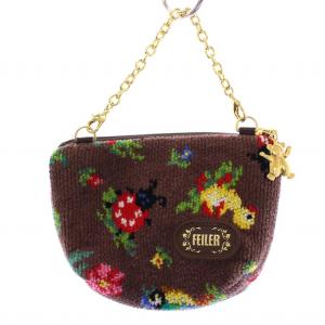 ハイジ チャームポーチ 小物入れ コンパクト ロゴ 総柄 チェーン F 茶 ブラウン /BB OF