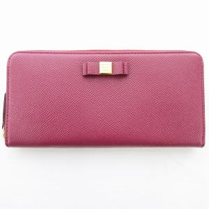 デラックス 長財布 ラウンドファスナー 小銭入れあり リボン バイカラー ピンク /UO