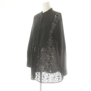 ELIN グリーンレーベルリラクシング レースバンドカラーブラウス 長袖 ブラック /DO OS SH