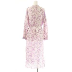 NE QUITTEZ PAS! コットンドビーストライプエスニックプリントドレス ワンピース ロング パープル ホワイト /DF OS