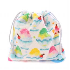 LOVERARY ラブラリーカキゴオリ 巾着ポーチ かき氷 カキ氷 総柄 F 水色 ライトブルー タグ付き