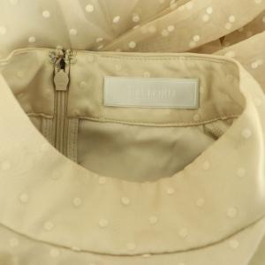 CELFORD ドットフロッキーフレアブラウス 長袖 ニット 切替 チュール リボン 38 ベージュ /MY OS