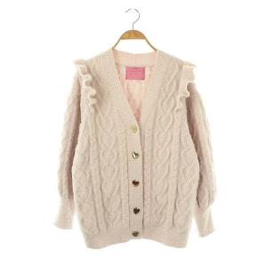 23SS Sweet ハートアランフリルカーディガン ルームウェア Vネック F ライトピンク /ES