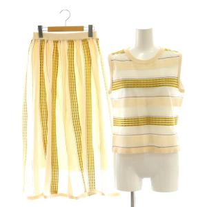 23SS ラインシアーニットトップ スカート セットアップ 上下 ブラウス 36 アイボリー /AT OS