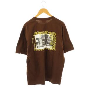 STUSSY SOUNDS SYSTEM T-SHIRT Tシャツ カットソー ロゴ プリント L 茶 ブラウン /CX