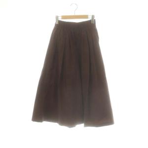 タフタゴムギャザーフレアスカート ロング S ブラウン /HK OS