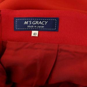 M'S GRACY リボン フレアスカート ロング タック 40 レッド /MY OS