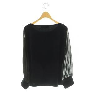 M'S GRACY ベロア シアースリーブトップス カットソー シフォン 切替 40 ブラック /MY OS