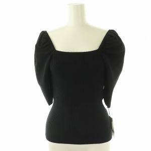 ダル糸リブパフスリーブニット カットソー 半袖 36 ブラック /HK OS