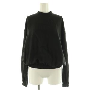 ギャザー ブラウス 長袖 プルオーバー バックリボン F ブラック /MY OS