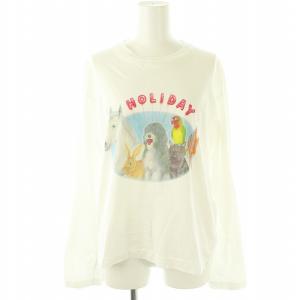 SUPER FINE L/S T-SHIRT ZOO ロンT カットソー M 白 マルチカラー /MI