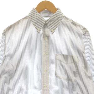 CIOTA タイプライター チェック ストライプ BD シャツ 長袖 4 白 紺 /HK OS