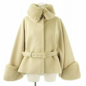 24AW 2WAYファー&ベルト付きケープライクコート M オフホワイト /MI OS
