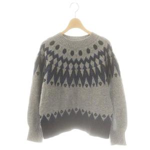 ノルディック柄 ニット セーター長袖 ウール 38 グレー /NR OS