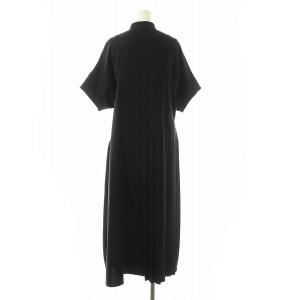 24SS ASYMMETRY PLEATS DRESS ワンピース 36 ダークネイビー