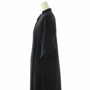 24SS ASYMMETRY PLEATS DRESS ワンピース 36 ダークネイビー