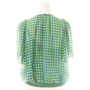 Tiara Konpeito セットアップ ドットプリント シアーブラウス フレアスカート ブルーグリーン ライトグリーン