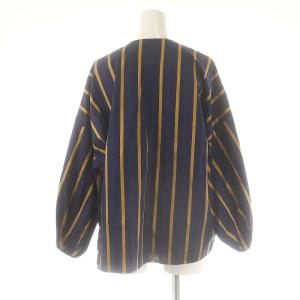 TICCA ストライプスキッパーブラウス 長袖 F ネイビー マスタード /DO OS