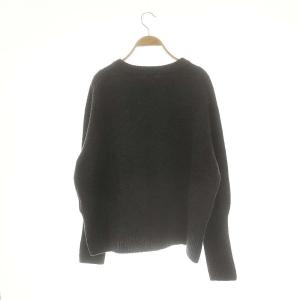 Spick&Span ロングリブプルオーバー ニット セーター ウール ダークグレー /DO OS