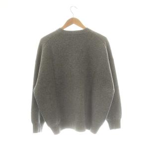Spick&Span 23AW ダブルジャガードロゴニット セーター グレー グリーン /DO OS