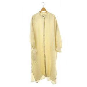 リネン混 長袖 シャツワンピース ロング F ベージュ /DF OS