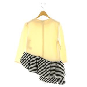 BORDERS at BALCONY WOOL RUFFLED TEE トップス ニット カットソー ボーダー 38 アイボリー 黒 白 /CX