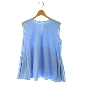 ノースリーブブラウス バックティアード ギャザー プルオーバー ストレッチ 38 ブルー /MY OS