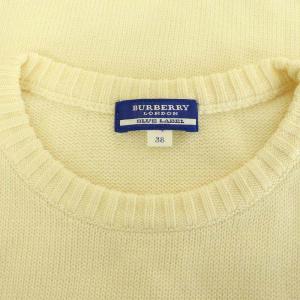 BURBERRY BLUE LABEL ウール ロゴ刺繍 半袖ニット カットソー 38 アイボリー /MY OS