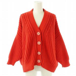 ×babaa Chunky Cotton Cardigan カーディガン ニット 長袖 レッド /HK