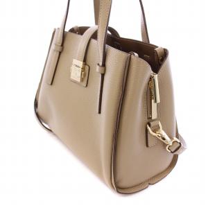Samantha Thavasa スクエア金具 シンプルハンドバッグ 2WAY ショルダーバッグ レザー 牛革 F ベージュ SA1720AW79164